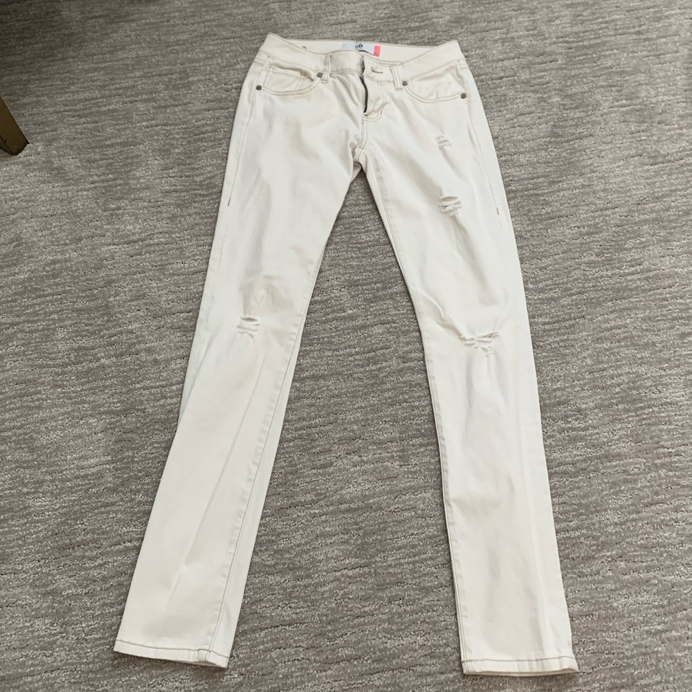 Cabi white slim boyfriend jeans